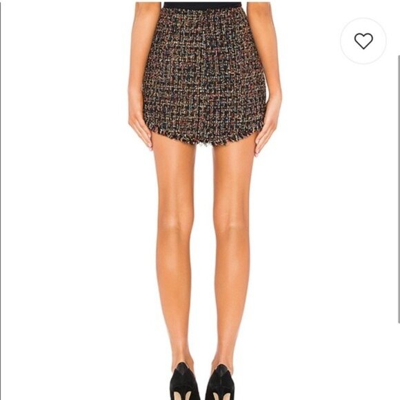 LOVERS + FRIENDS Aria tweed Fringe hem Mini Skirt in Black Multi Size‎ M - Picture 3 of 10